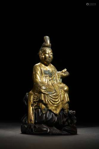 Chinese Bronze Gold Gilded Buddha Statue