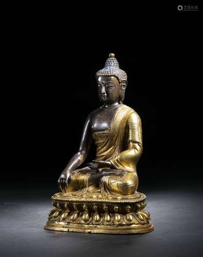 Chinese Bronze Gold Gilded Buddha Statue