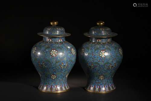 Chinese A Pair Of Cloisonne General Jars