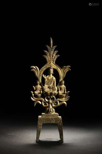 Chinese Bronze Gold Gilded Buddha Statue