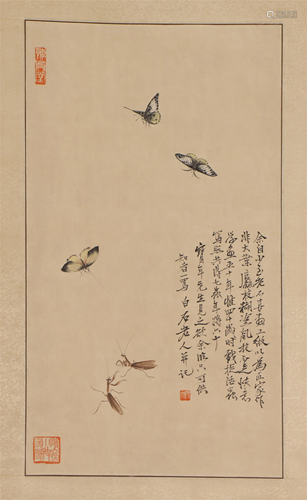 A CHINESE PAINTING OF INSECTS