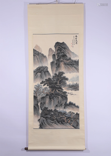 A CHINESE PAINTING OF MOUNTAINS LANDSCAPE