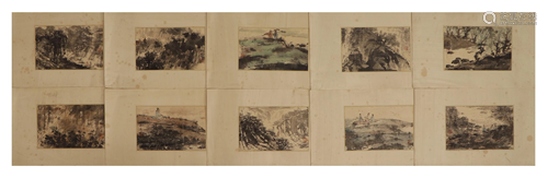 A CHINESE PAINTING ALBUM OF LANDSCAPES AND FIGURES