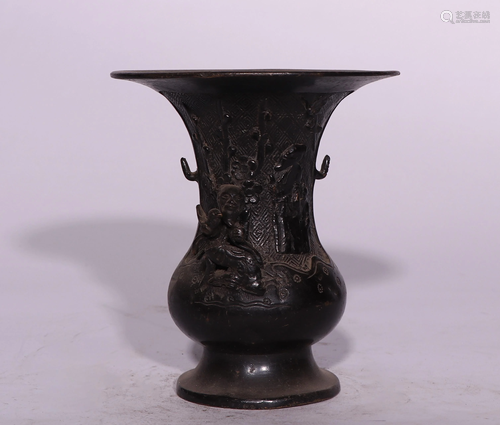 A CHINESE BRONZE GU VASE