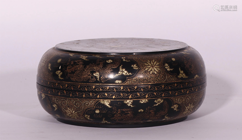 A CHINESE LACQUERED CIRCULAR BOX AND COVER