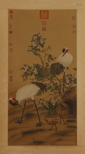 A CHINESE PAINTING OF CRANES