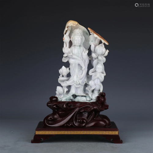 A CHINESE JADEITE SONG ZI GUANYIN ORNAMENTS