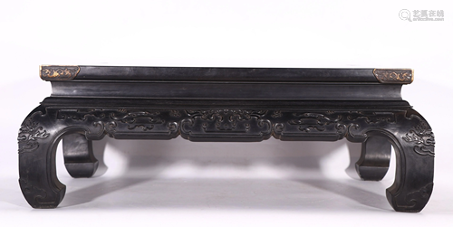 A CHINESE CARVED ZITAN LOW TABLE