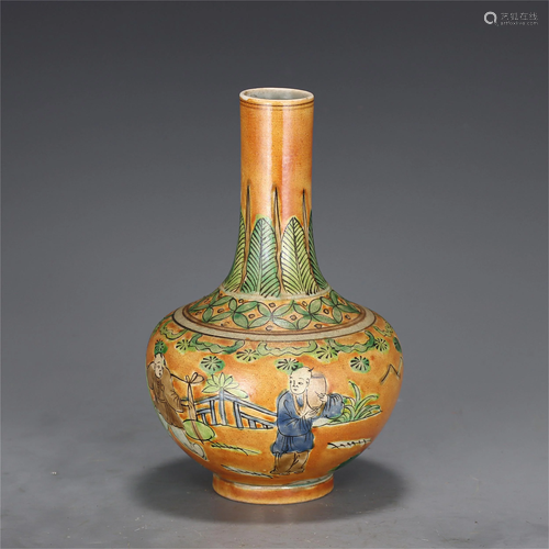 A CHINESE WUCAI FIGURES STORY VASE