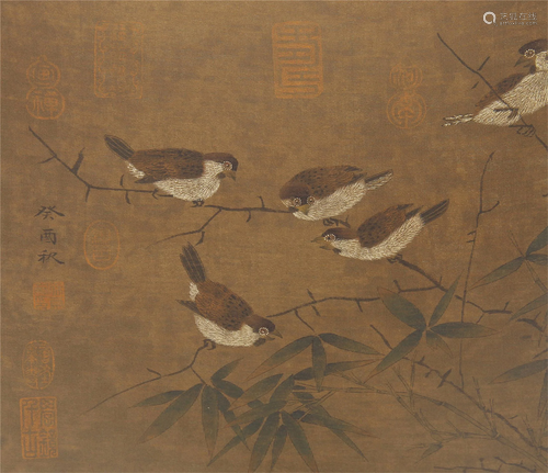 A CHINESE PAINTING OF BIRDS