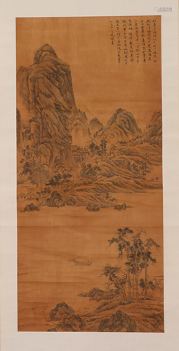 A CHINESE PAINTING OF MOUNTAINS LANDSCAPE