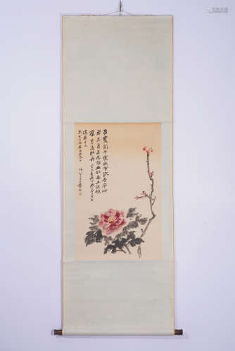 A Zhang daqian's flowers painting