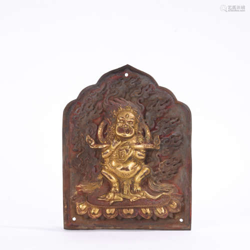 A gilt-bronze buddha card