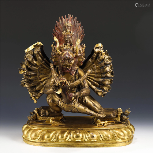 A CHINESE GILT BRONZE BUDDHA STATUETTE