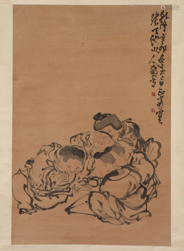 A CHINESE PAINTING OF FIGURE STORY