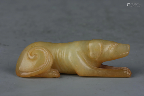 A CHINESE HARDJADE DOG ORNAMENTS