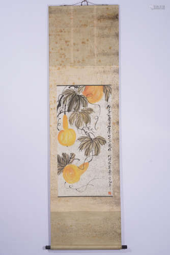 A Qi baishi's melon and fruit painting
