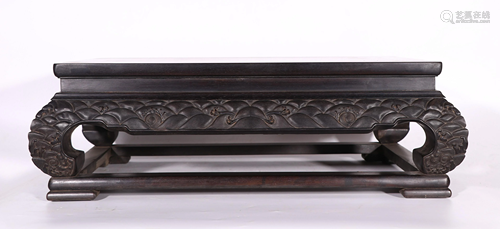 A CHINESE CARVED ZITAN LOW TABLE