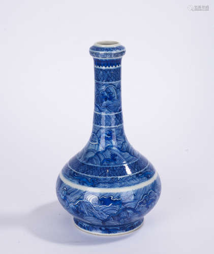 A blue and white 'dragon' garlic-head vase