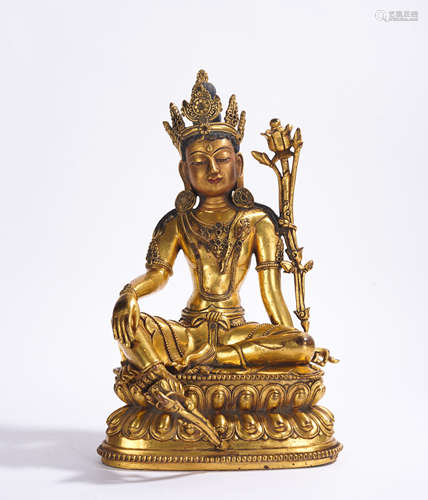 A gilt-bronze statue of Avalokiteshvara