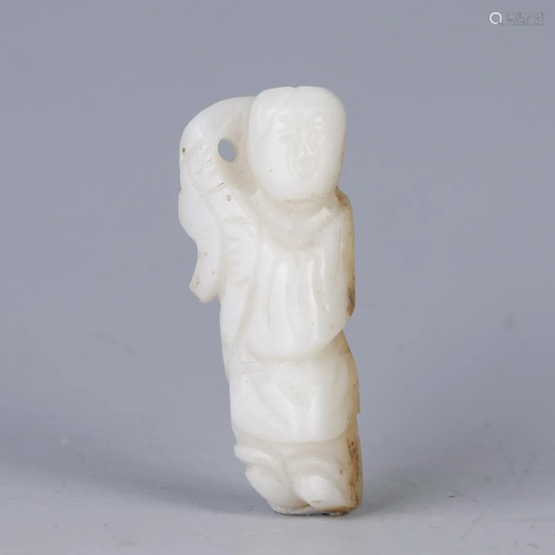 A CHINESE WHITE JADE BOY ORNAMENTS