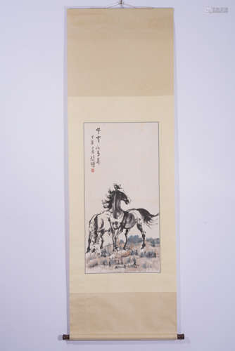 A Xu beihong's horse painting