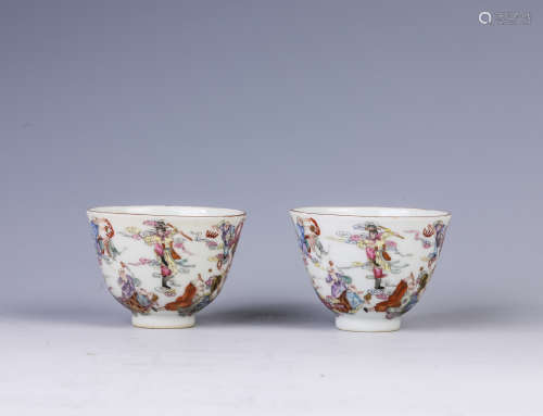 A pair of famille-rose 'arhat' cup