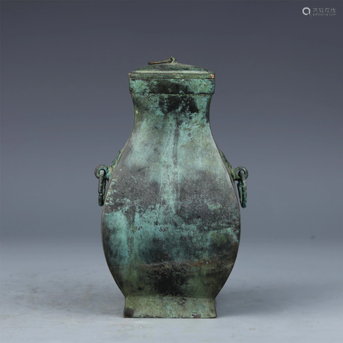 A CHINESE BRONZE SQUARE POT