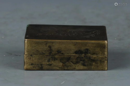 A CHINESE BRONZE CARVED FLOWER INK BOX