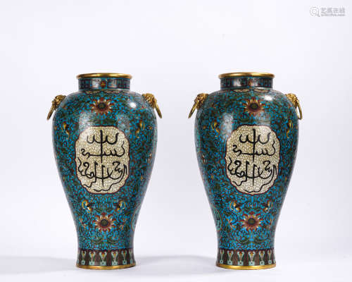 A pair of Cloisonne enamel Meiping