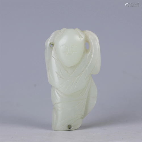 A CHINESE WHITE JADE BOY ORNAMENTS