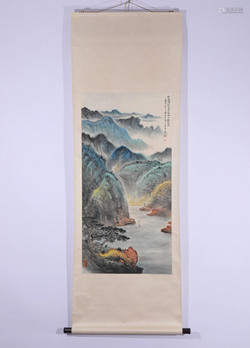 A CHINESE PAINTING OF MOUNTAINS LANDSCAPE