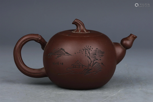 A CHINESE YIXING ZISHA CLAY TEA POT