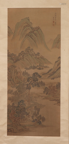 A CHINESE PAINTING OF MOUNTAINS LANDSCAPE