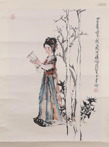 A CHINESE PAINTING OF BEAUTIFUL GIRL