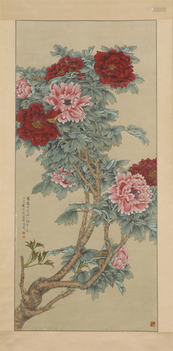 A CHINESE PAINTING OF PEONIES