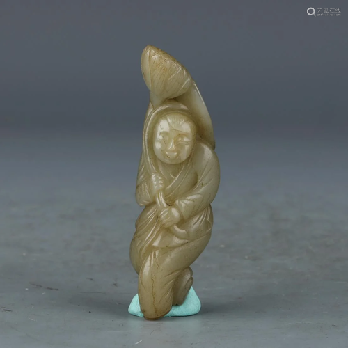 A CHINESE JADE BOY ORNAMENTS