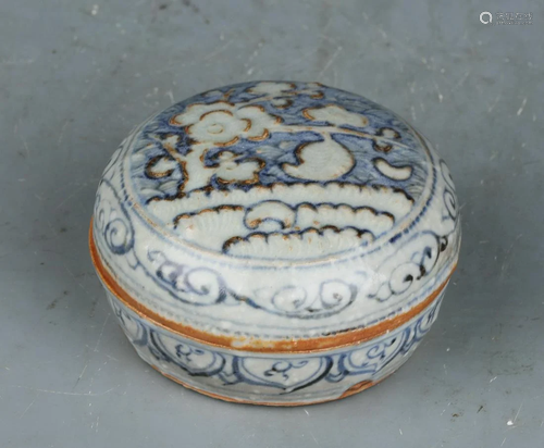 A CHINESE BLUE AND WHITE PORCELAIN INK PAD