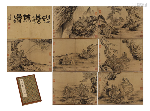 A CHINESE PAINTING ALBUM OF FIGURES STORY