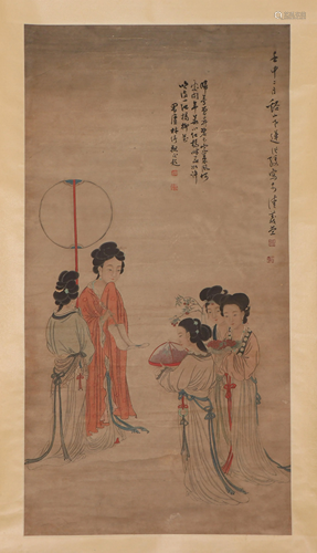 A CHINESE PAINTING OF FIGURE STORY