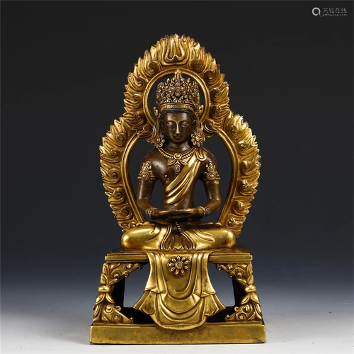 A CHINESE GILT BRONZE BUDDHA STATUETTE