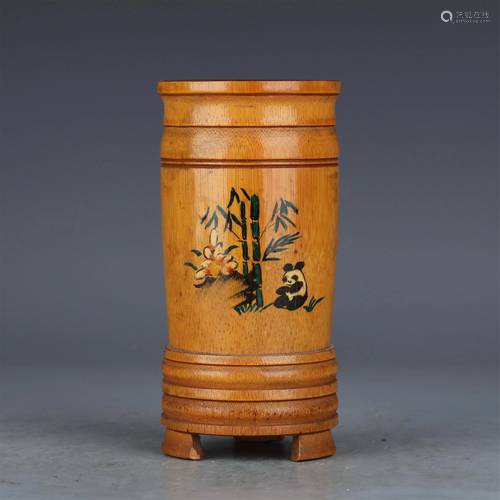 A CHINESE BAMBOO CARVED POEMS BRUSH POT