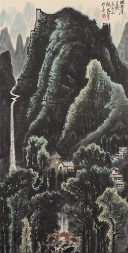 A CHINESE PAINTING OF MOUNTAINS LANDSCAPE