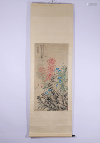 A CHINESE PAINTING OF FLOWERS