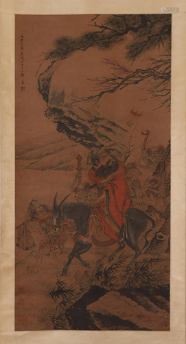 A CHINESE PAINTING OF FIGURE STORY