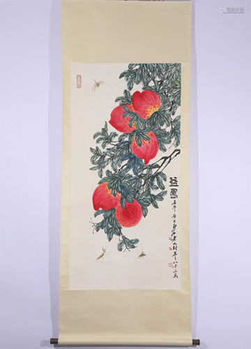 A CHINESE PAINTING OF PEACHES