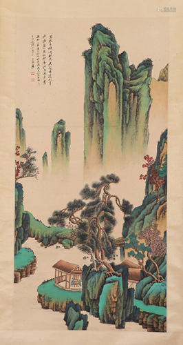 A CHINESE PAINTING OF MOUNTAINS LANDSCAPE