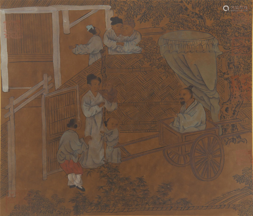 A CHINESE PAINTING OF FIGURE STORY