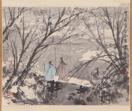 A CHINESE PAINTING OF FIGURE STORY