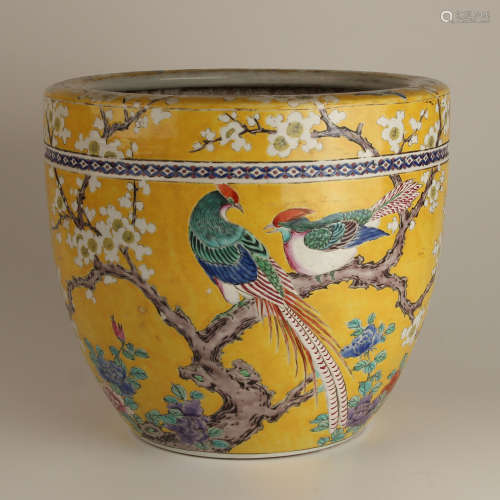 花鳥紋粉彩鉢